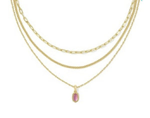 MINI ELISA TRIPLE STRAND NECKLACE  - AZALEA ILLUSION