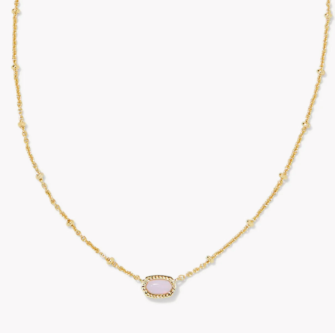 MINI ELISA SATELLITE SHORT PENDANT NECKLACE - PINK OPALITE CRYSTAL