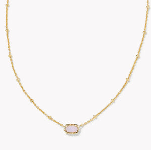 MINI ELISA SATELLITE SHORT PENDANT NECKLACE - PINK OPALITE CRYSTAL