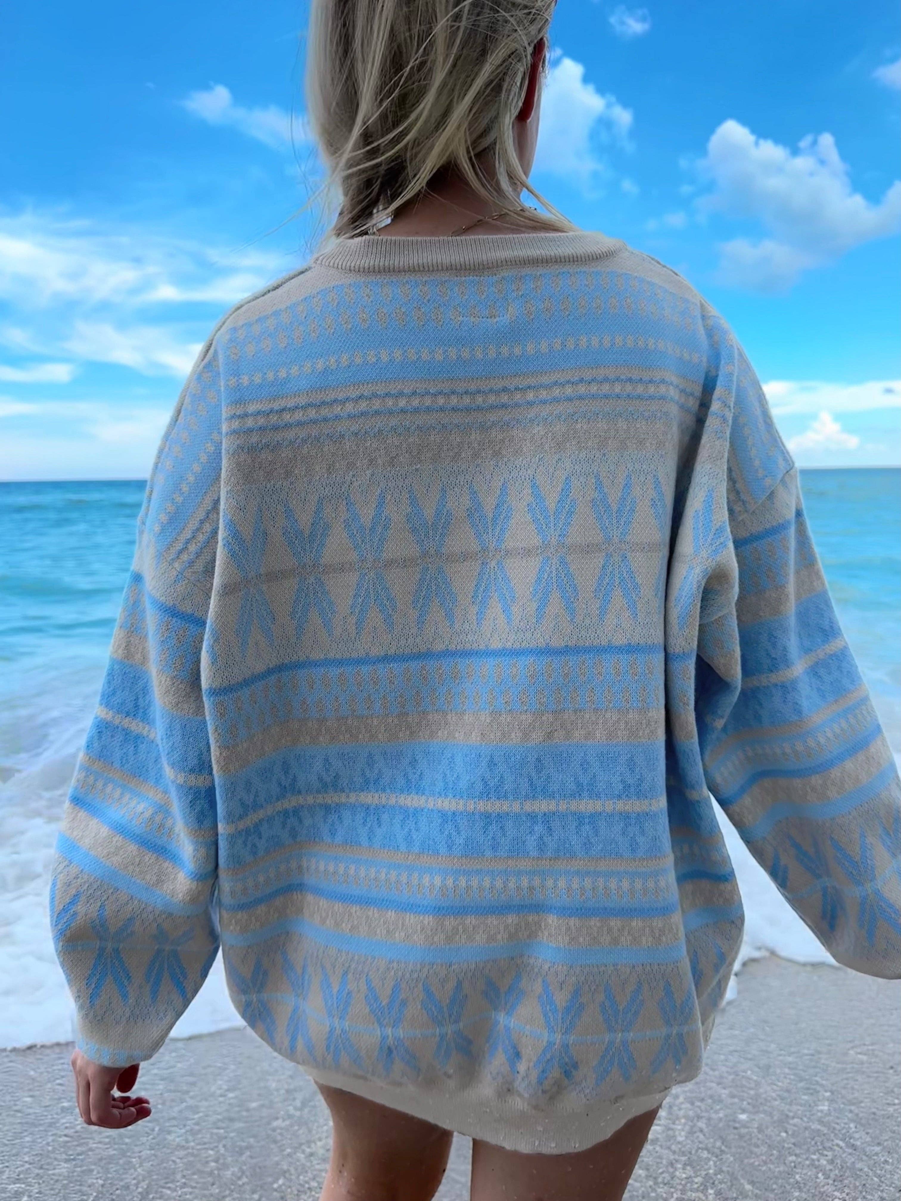 Aspen Ski Winter Sweater: Blue Snowflake / M/L