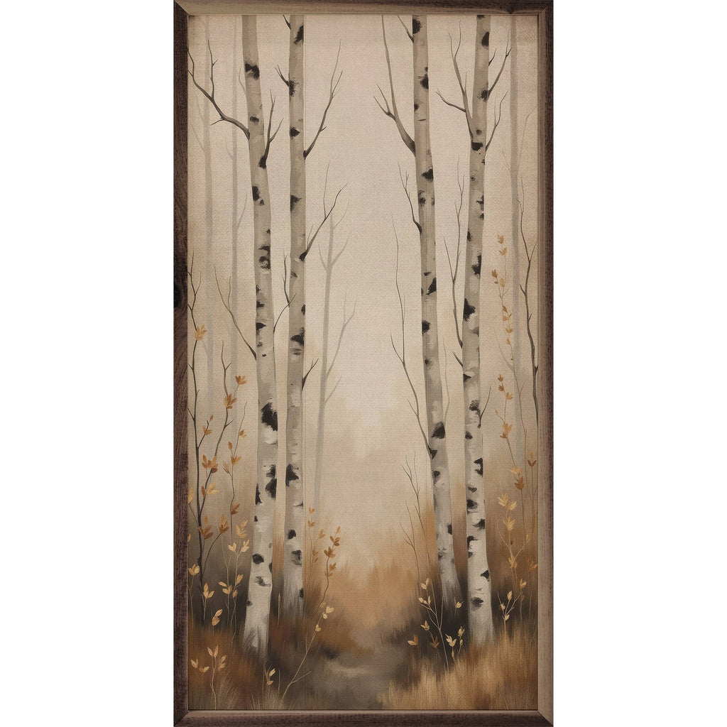 White Birch Trees Autumn Scene: 8x16