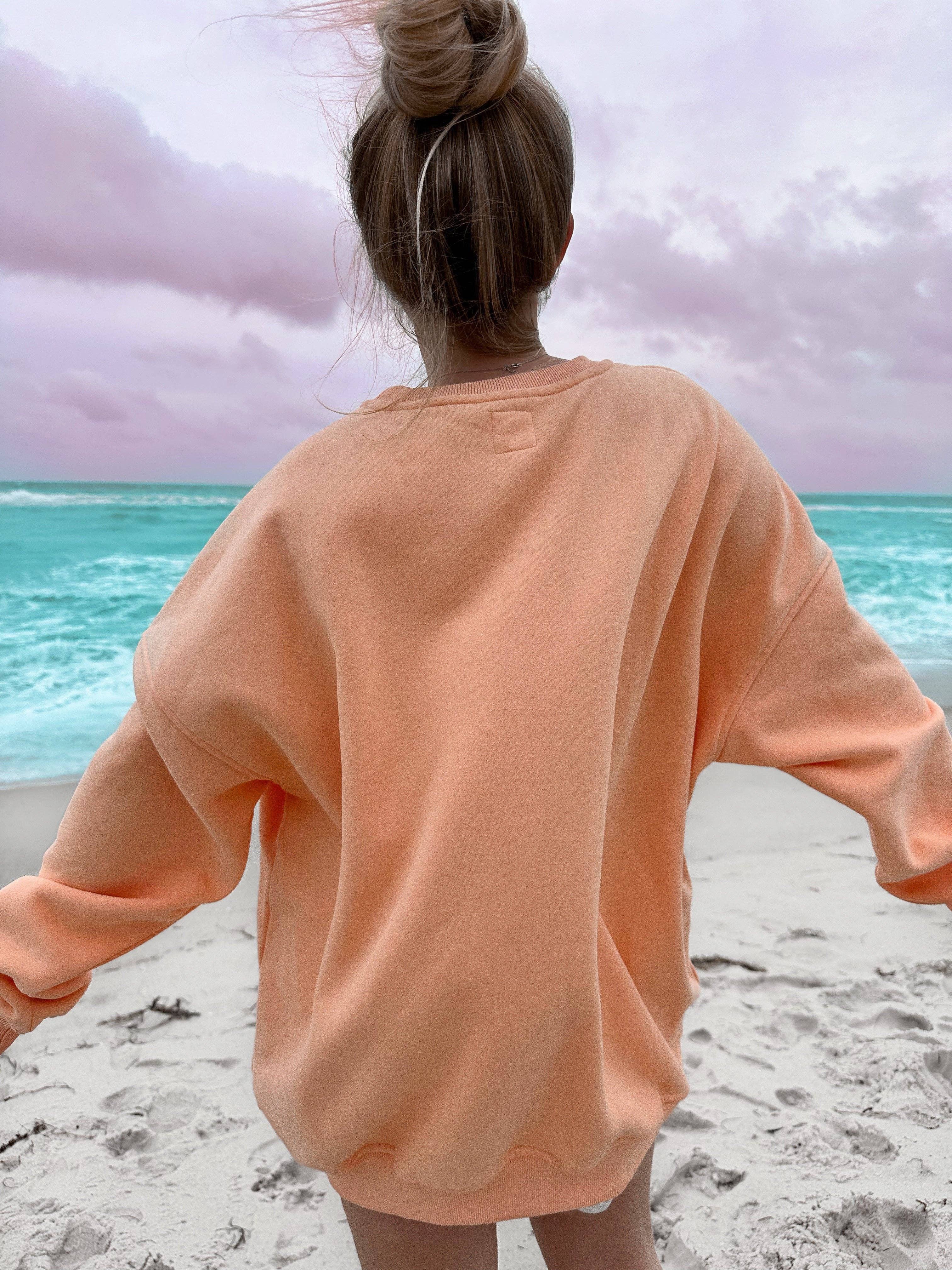 Sherbet Orange Sunkissedcoconut Embroider Sweatshirt: Sherbet Orange