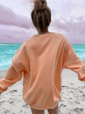 Sherbet Orange Sunkissedcoconut Embroider Sweatshirt: Sherbet Orange