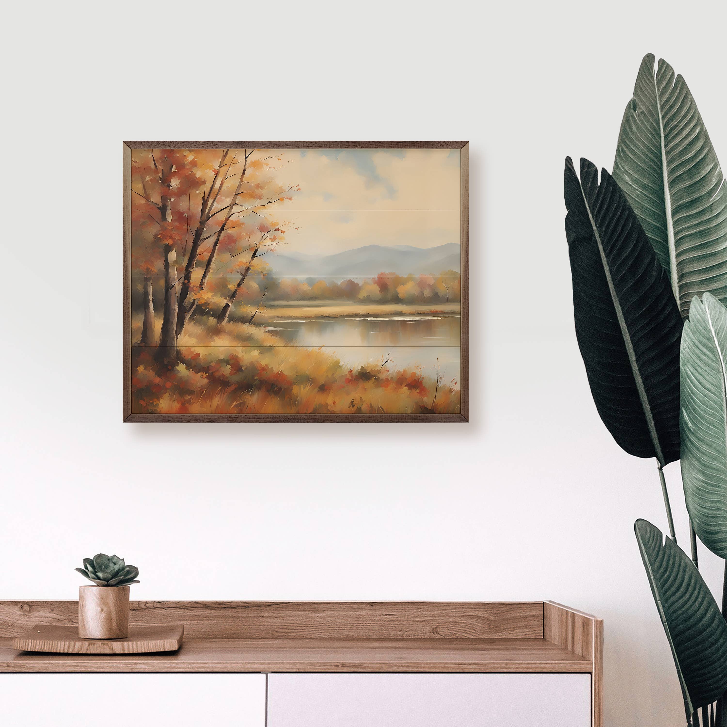 Fall Scene By Lake: 10 x 8 x 1.5