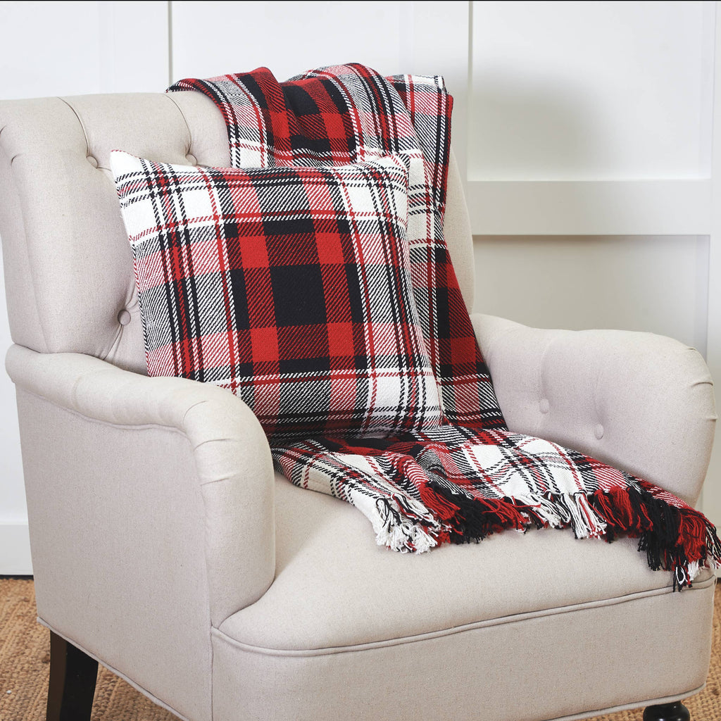 Christmas Fireside Red Plaid Throw Blanket