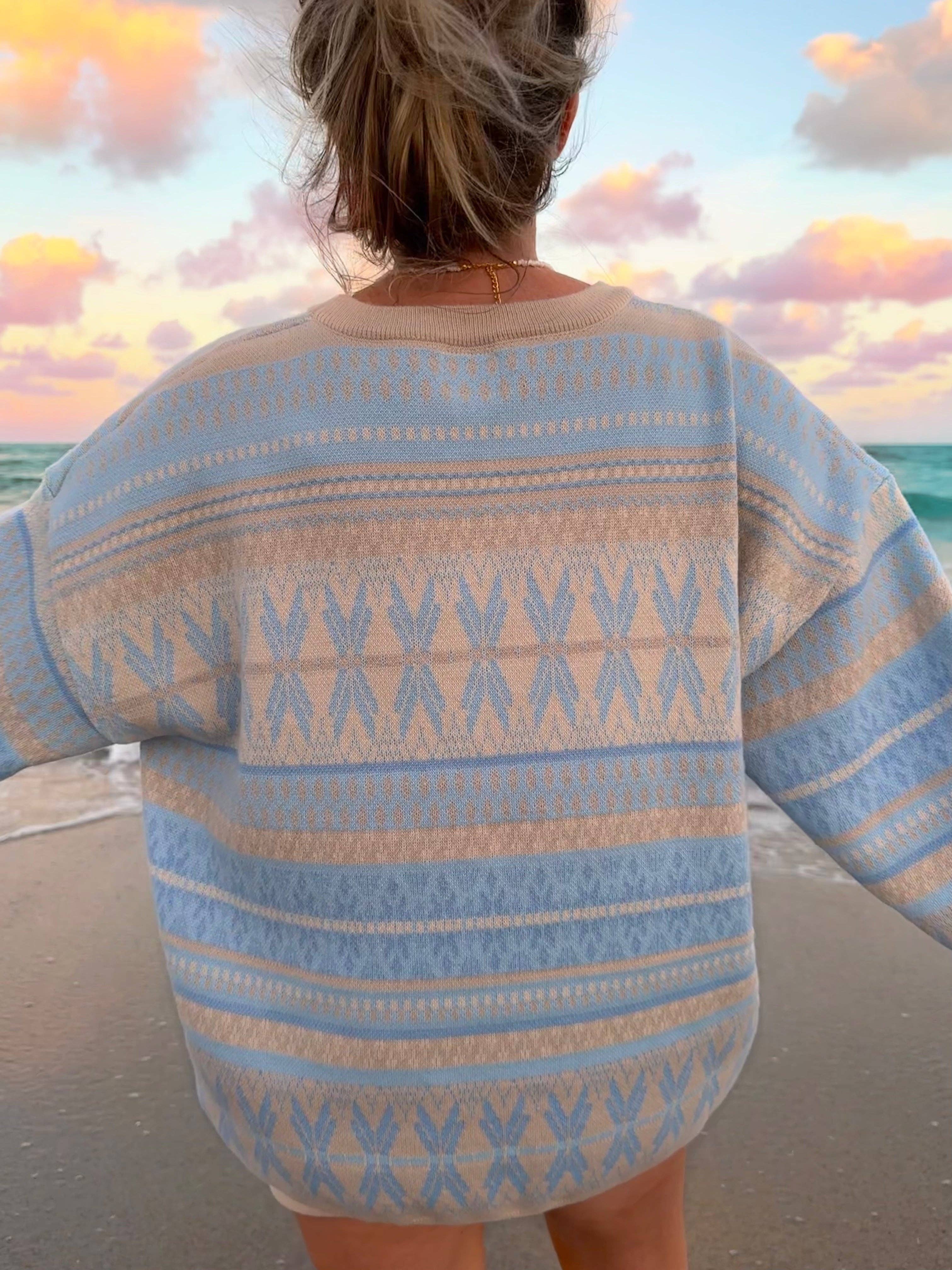 Aspen Ski Winter Sweater: Blue Snowflake / M/L