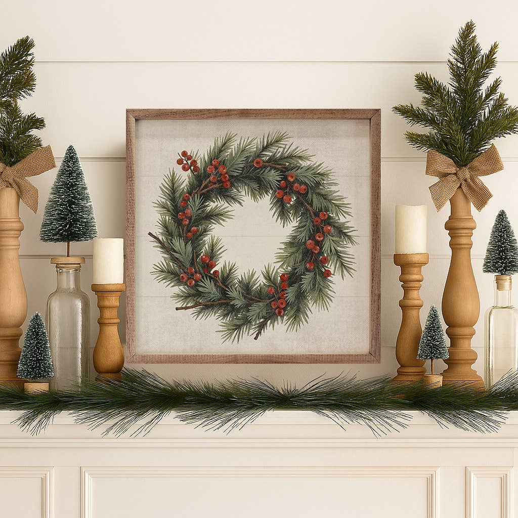 Berry Pine Wreath: 12x12