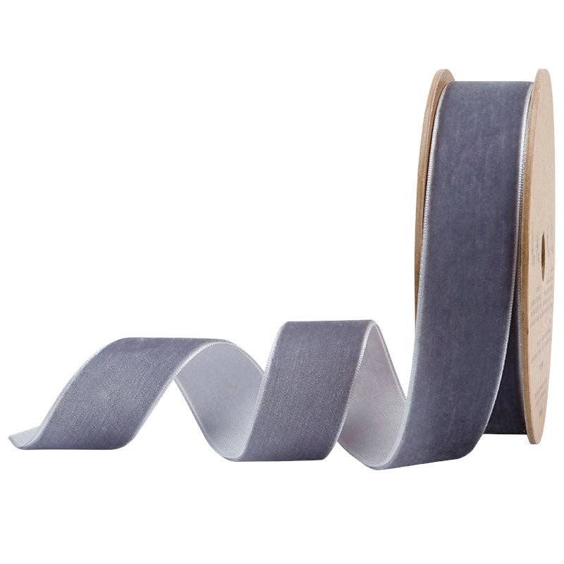 16 Colors | 1" Velvet Ribbon | 10 Yard Roll: Smoke