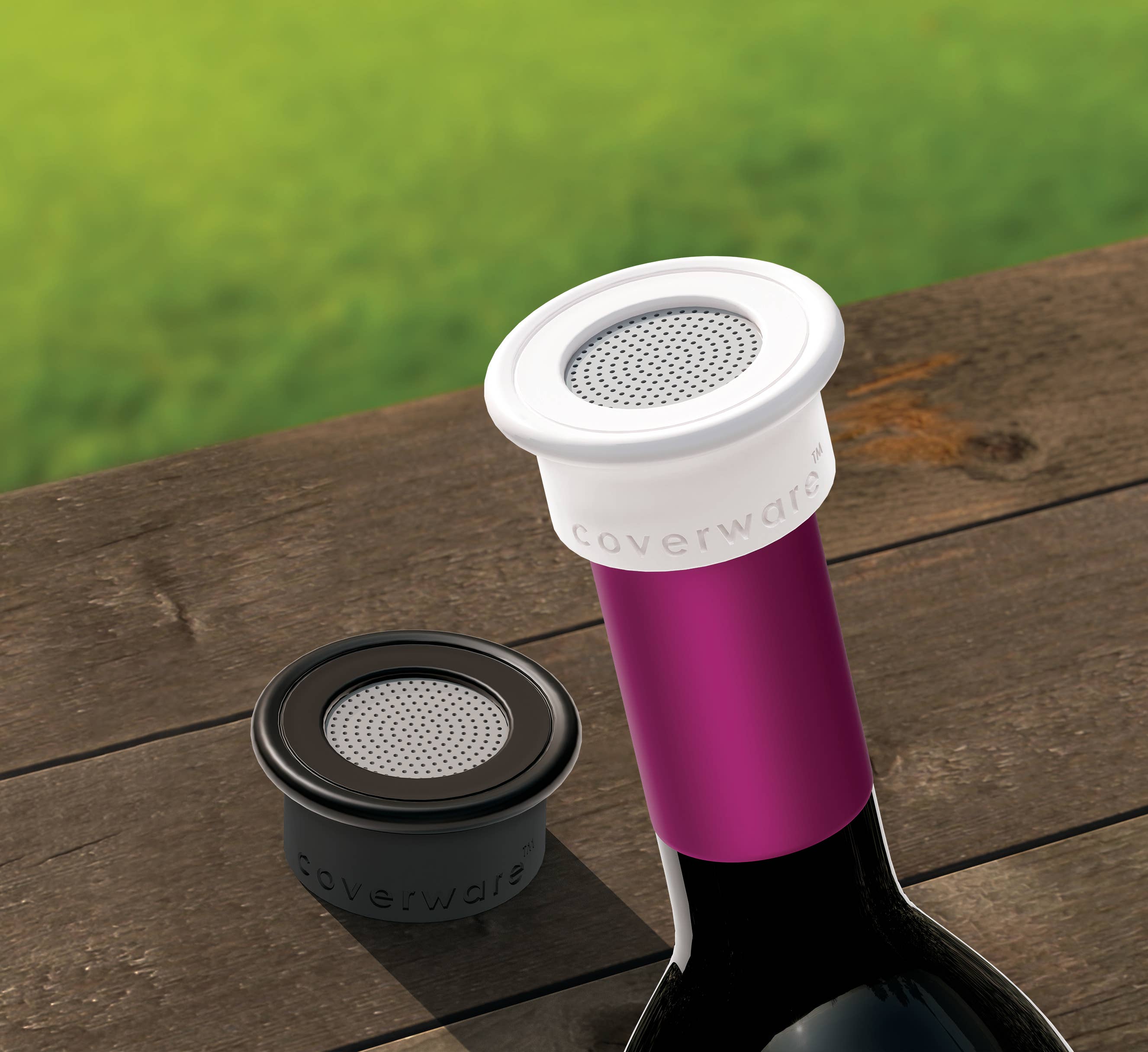 Drink Tops™ VENTILATED Bottle Covers - 2 PK: Black/White