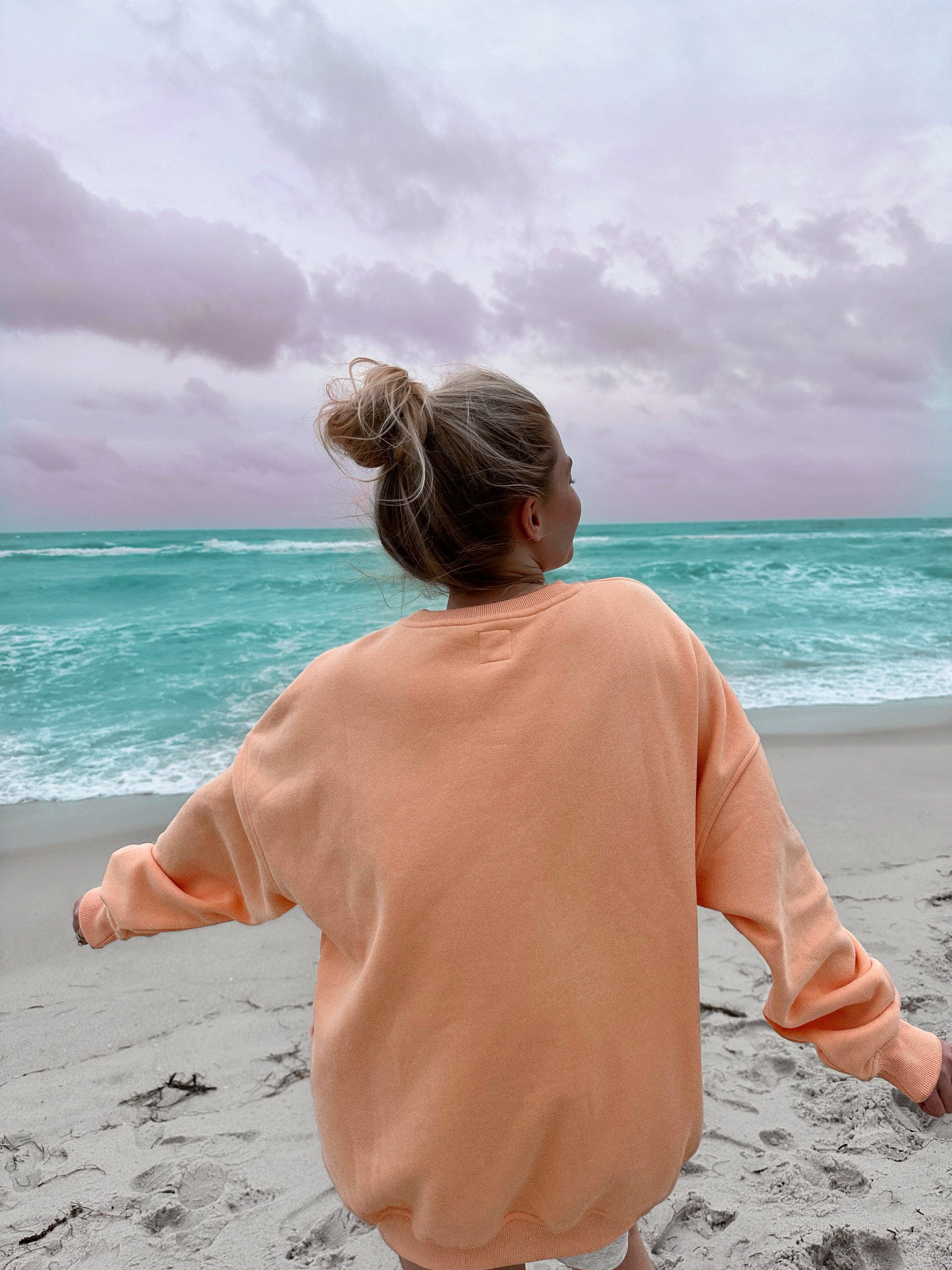 Sherbet Orange Sunkissedcoconut Embroider Sweatshirt: Sherbet Orange