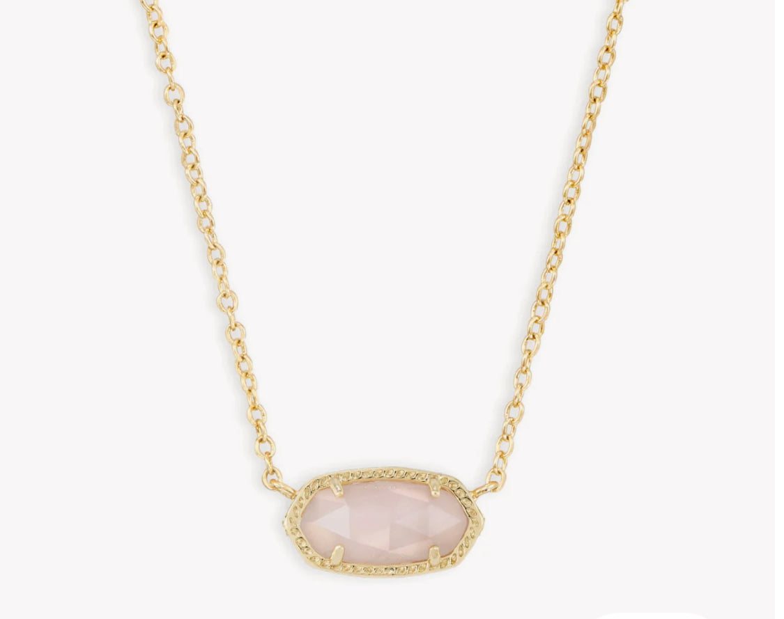 ELISA SHORT PENDANT NECKLACE - rose quartz