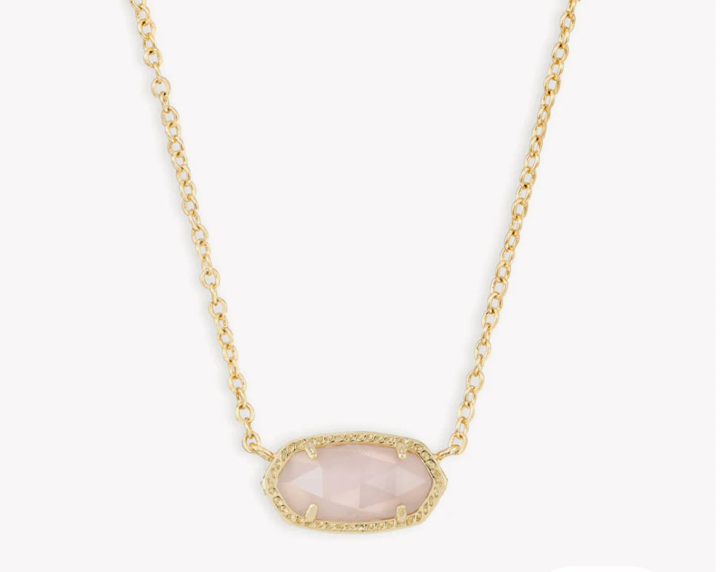 ELISA SHORT PENDANT NECKLACE - rose quartz