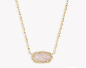 ELISA SHORT PENDANT NECKLACE - rose quartz