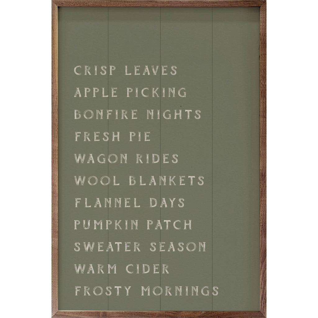 Autumn Activities List Green: 10x16