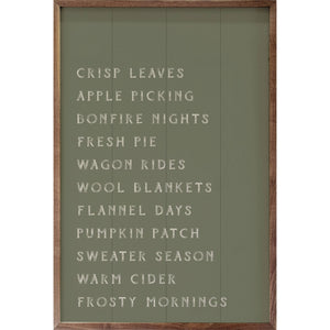 Autumn Activities List Green: 10x16