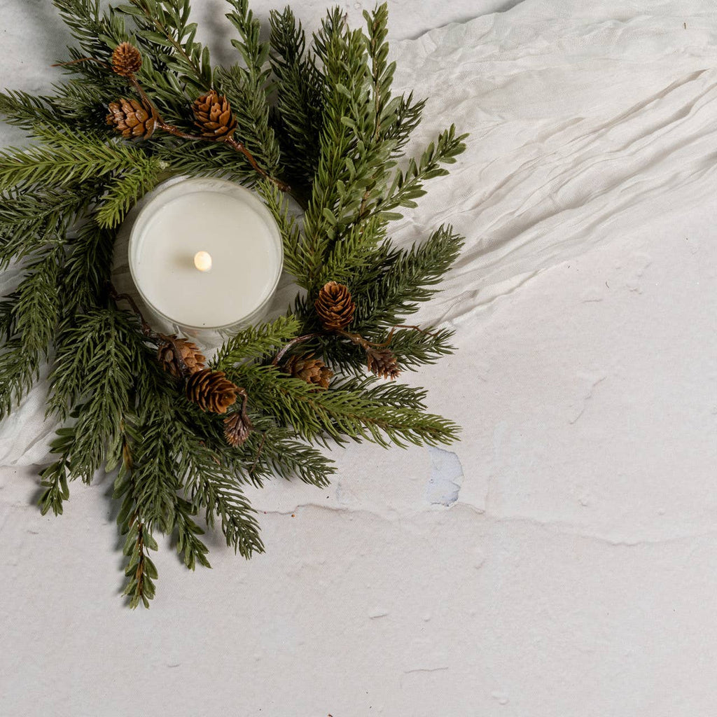 10" WHITE SPRUCE & TSUGA HEMLOCK CANDLE RING