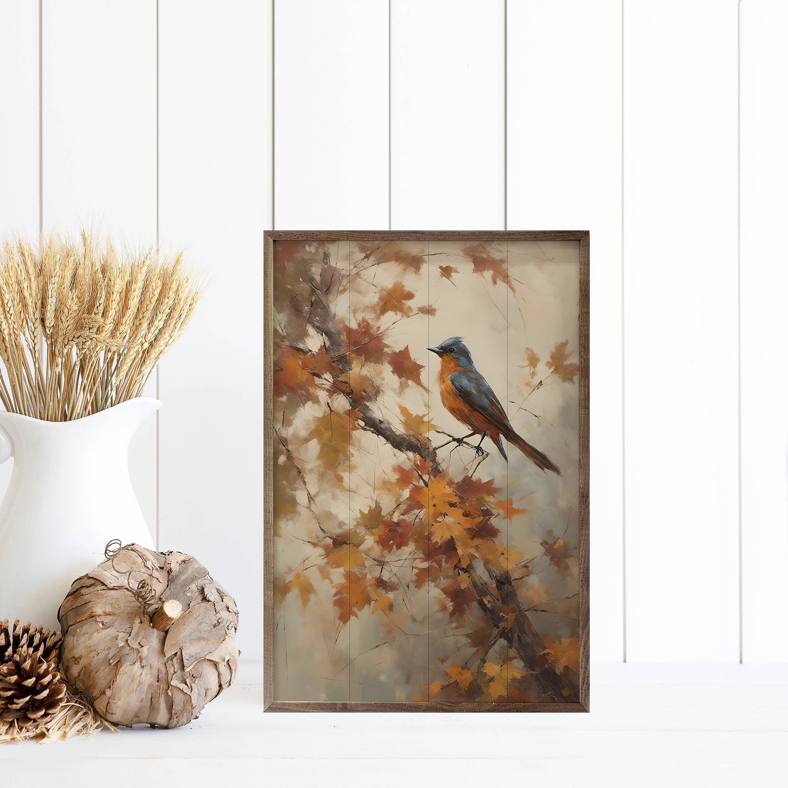 Bluebird On Fall Branch: 10x16