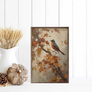 Bluebird On Fall Branch: 10x16