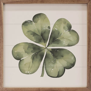 Lucky Four Leaf Clover White: 4 x 4 x 1