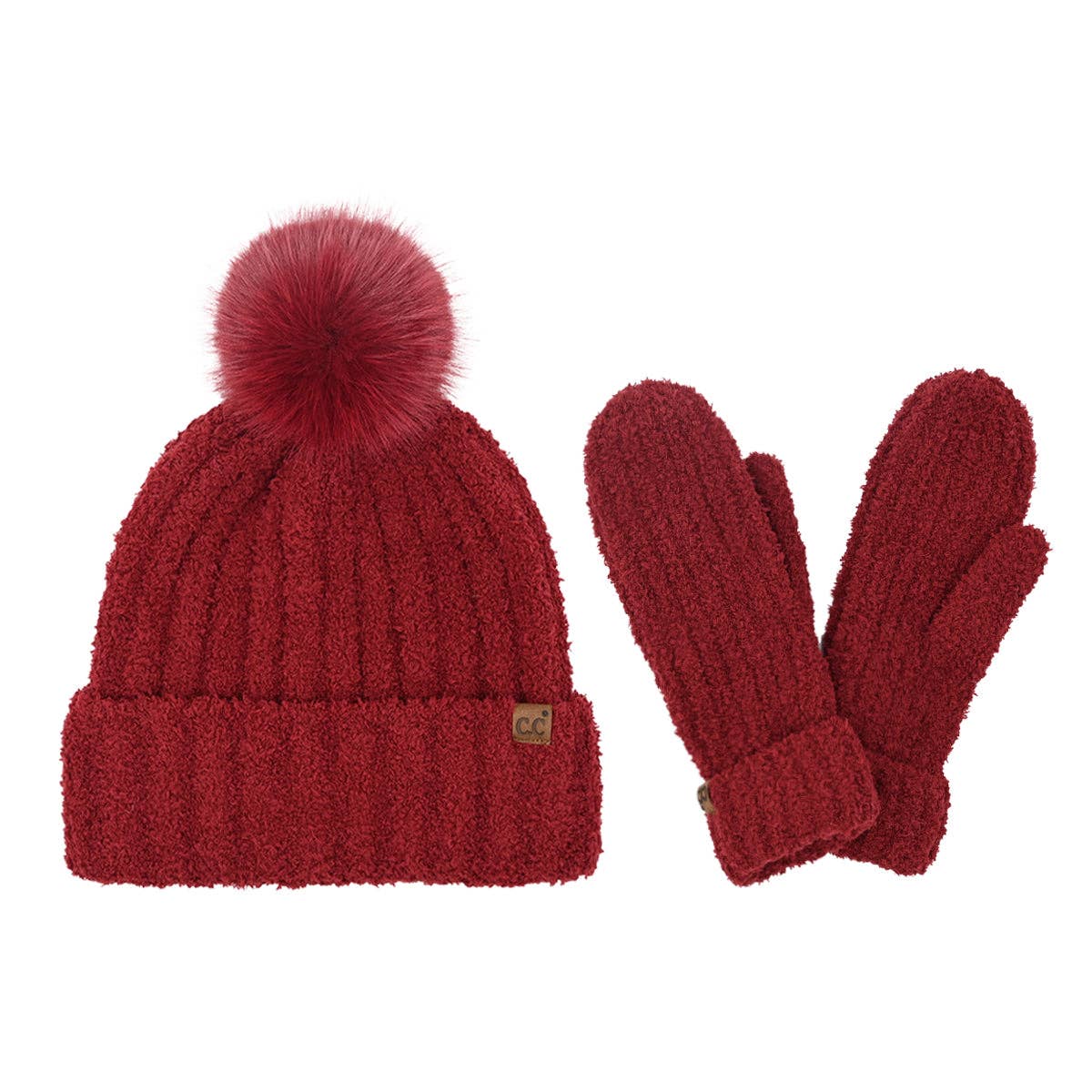 Cozy Yarn Hat and Mitten Set SEE0111: Taupe