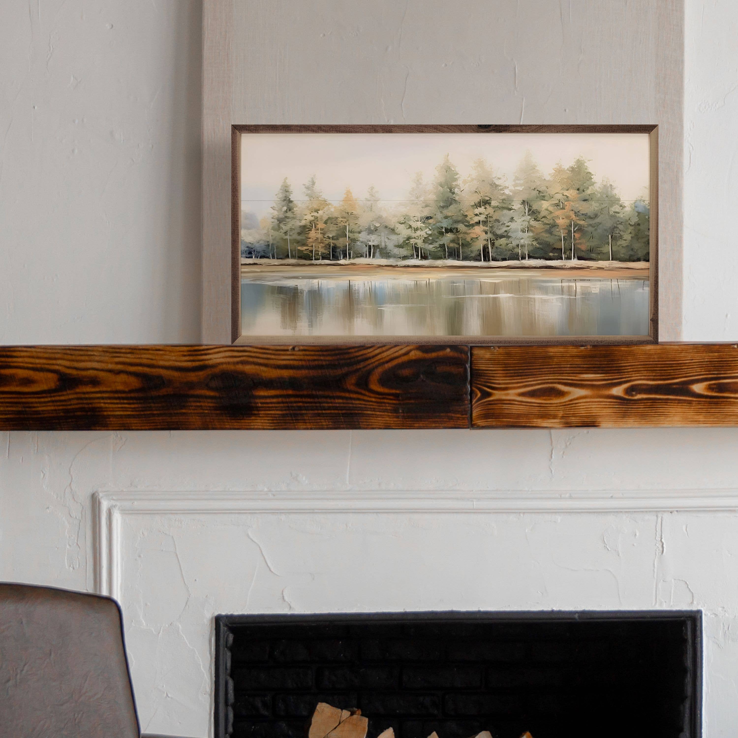 Lakeshore Trees 5 By Petals Prints Design: 16 x 8 x 1.5