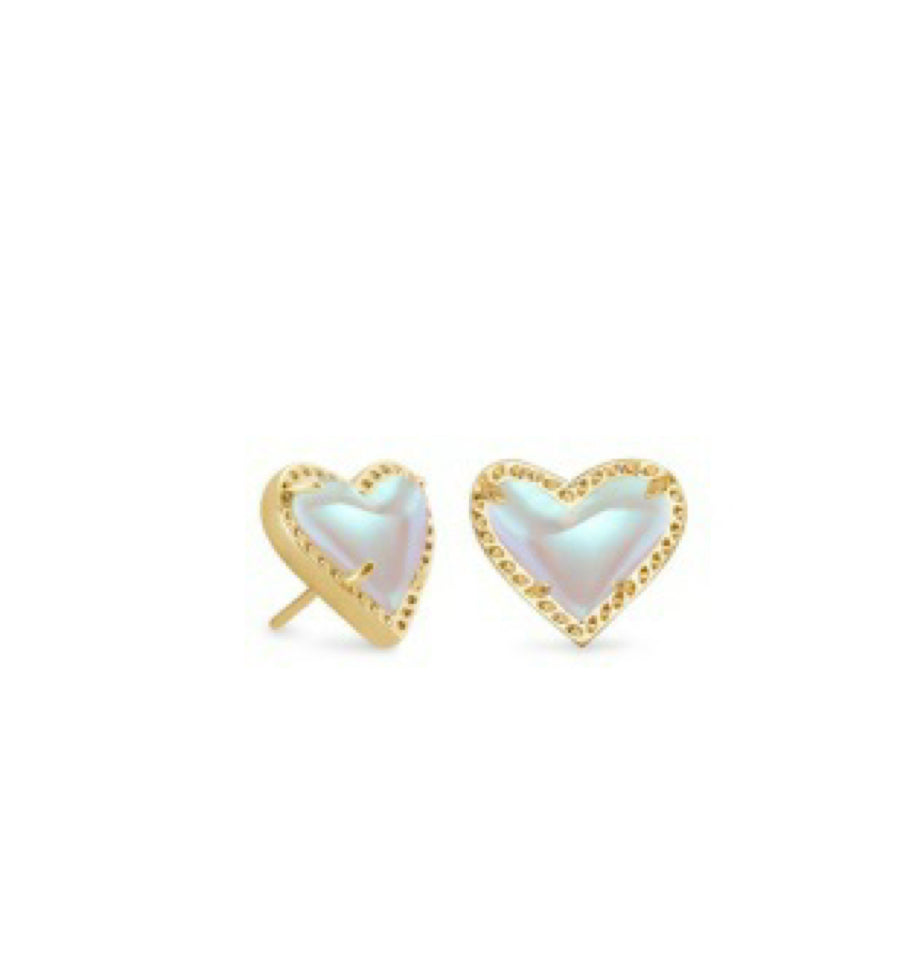 ARI HEART STUD EARRINGS DICHROIC GLASS