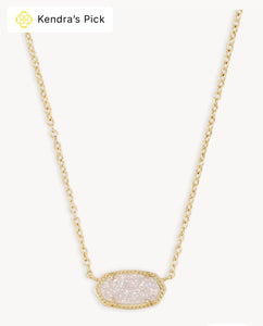 ELISA SHORT PENDANT NECKLACE - IRIDESCENT DRUSY