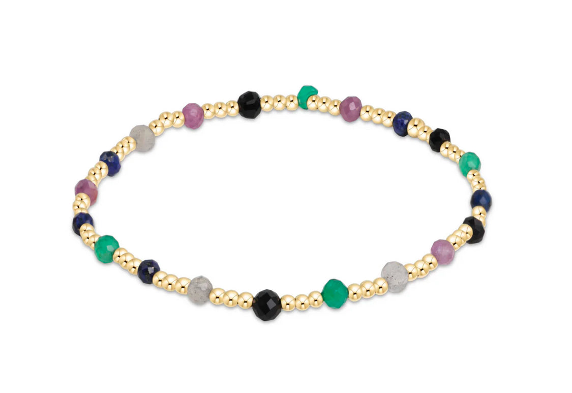 enewton - 6.25" Gemstone Gold Sincerity Pattern 3mm Bead Bracelet - Hot Mess Fall Winter