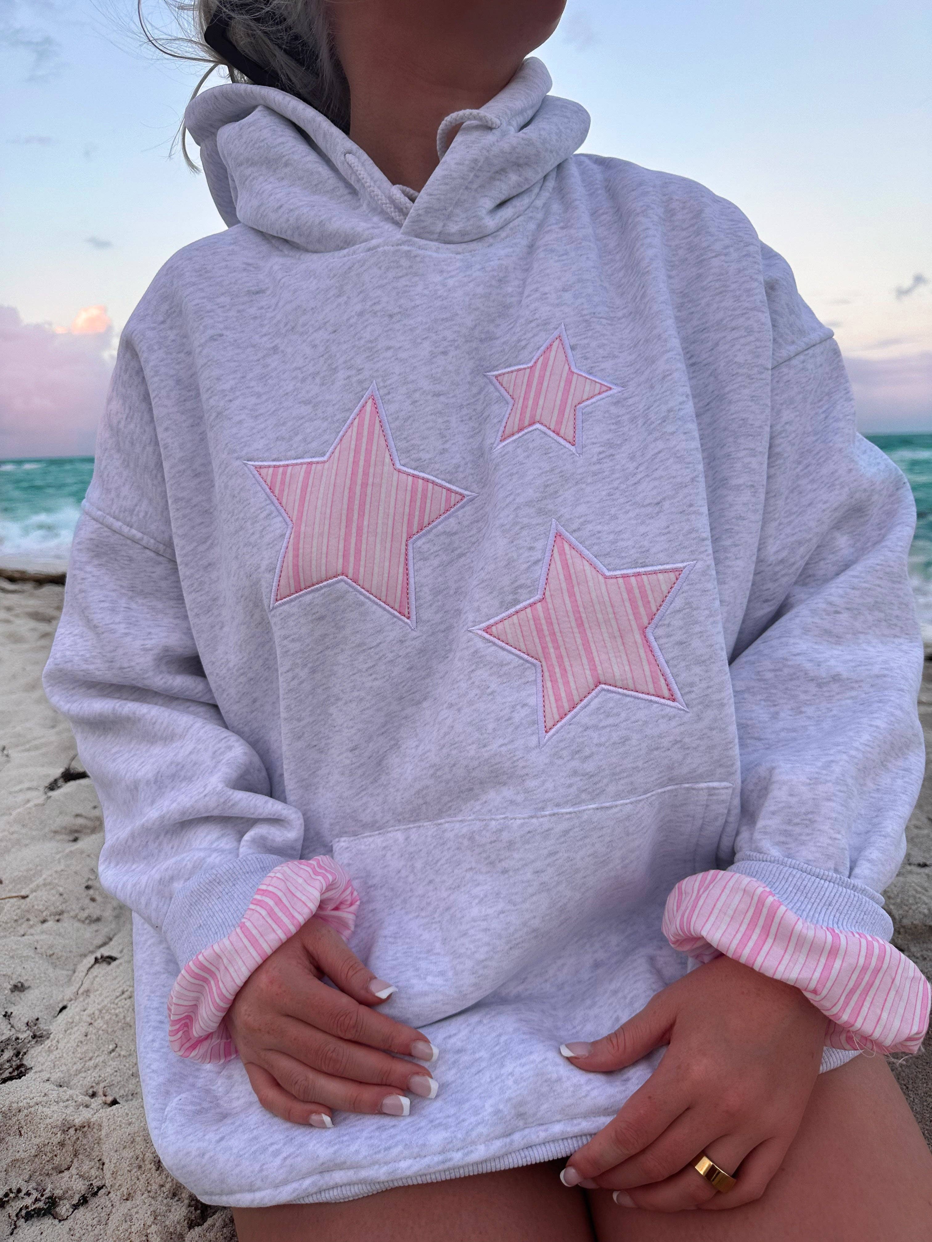 Star Lux Striped Hoodie: Pearl Grey