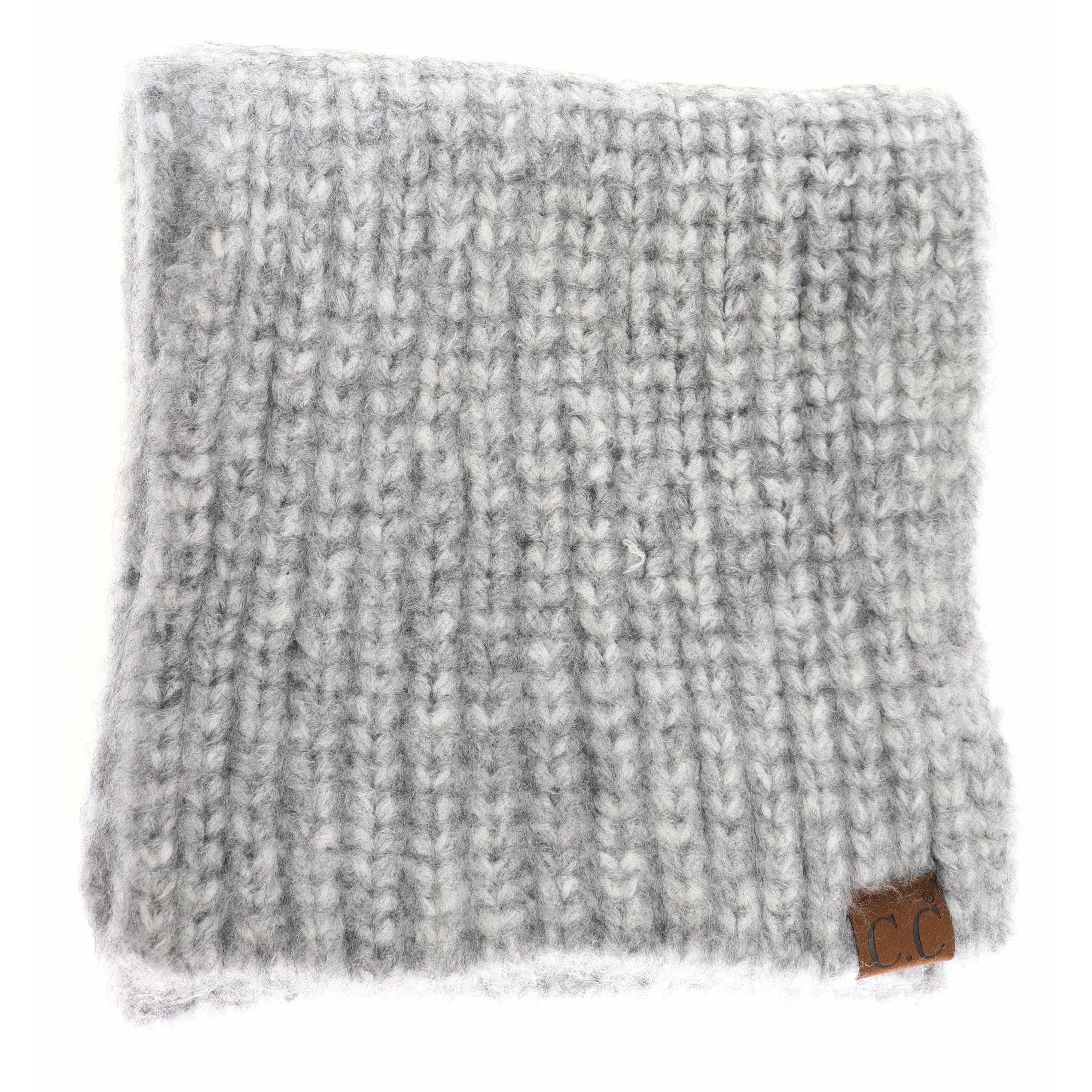 Soft Ribbed Oblong C.C Scarf SF2074: Dk. Grey Multi