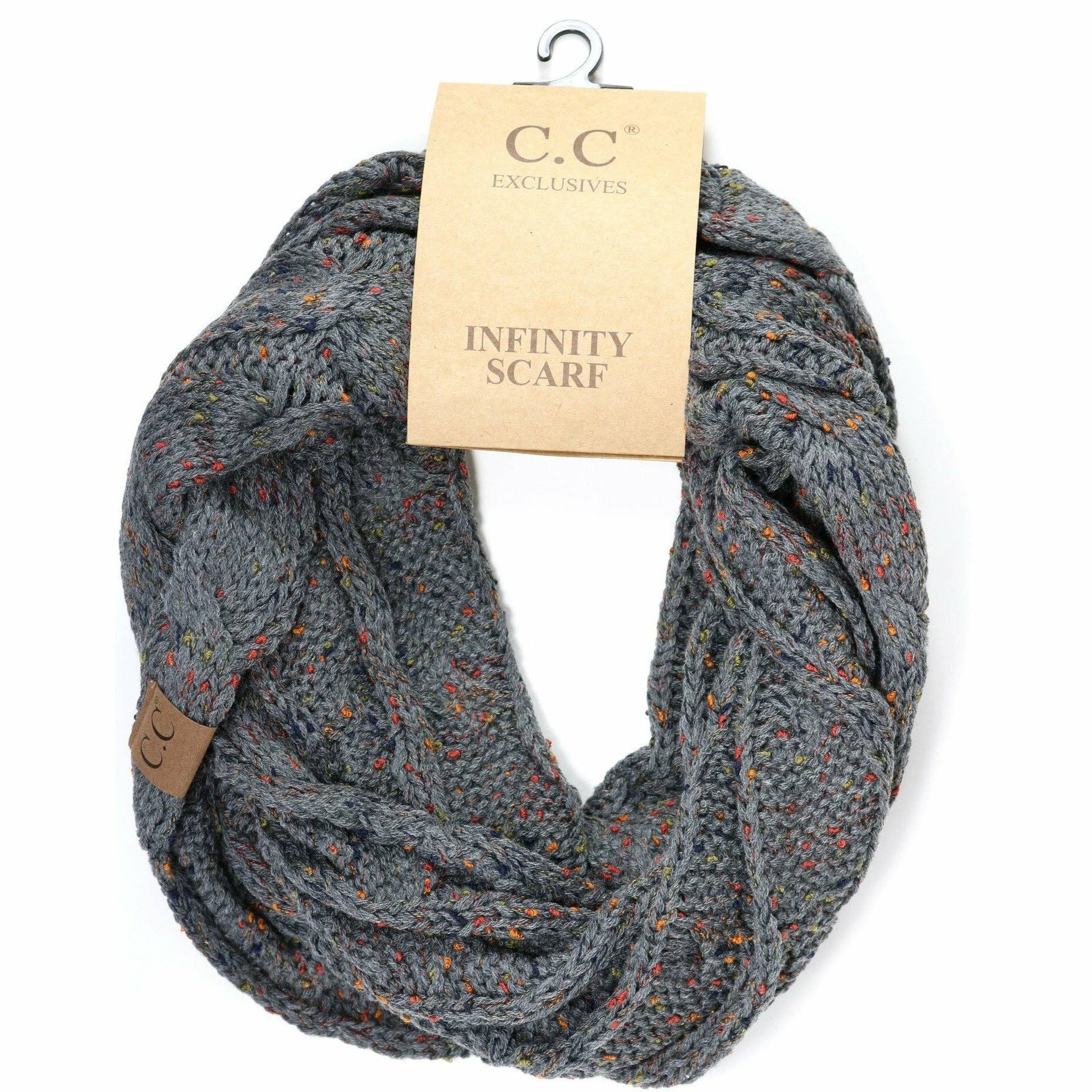 Flecked CC Infinity Scarf SF33: Natural Grey