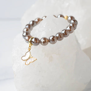 Butterfly Charm, Mother of Pearl, Charm Bar