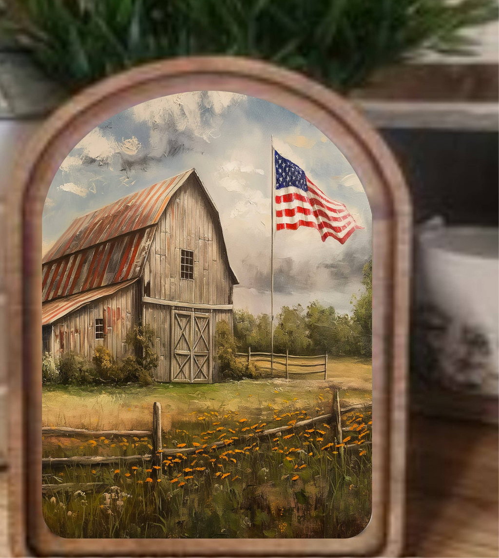 Arch Top Patriotic Homestead Framed Art