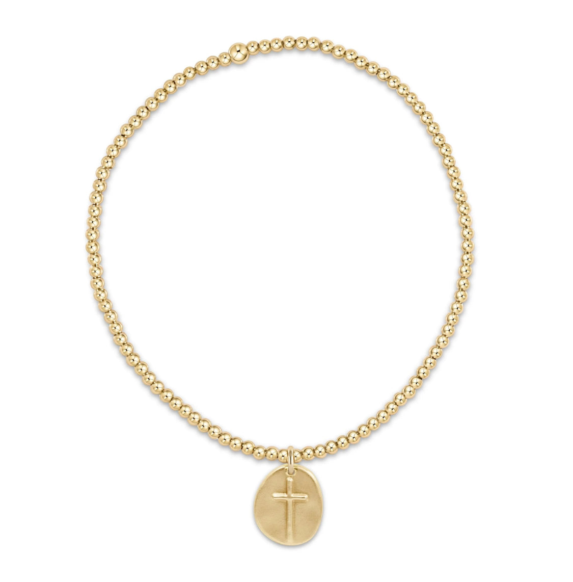 enewton - extends classic gold 2mm bead bracelet - inspire small gold charm with cross