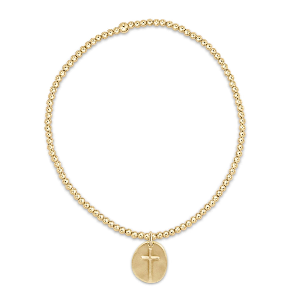 enewton - extends classic gold 2mm bead bracelet - inspire small gold charm with cross