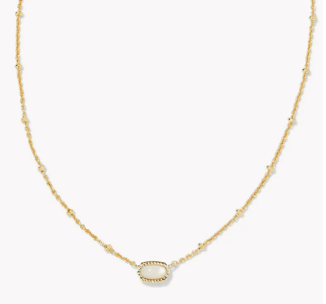 MINI ELISA SATELLITE SHORT PENDANT NECKLACE - MOTHER OF PEARL