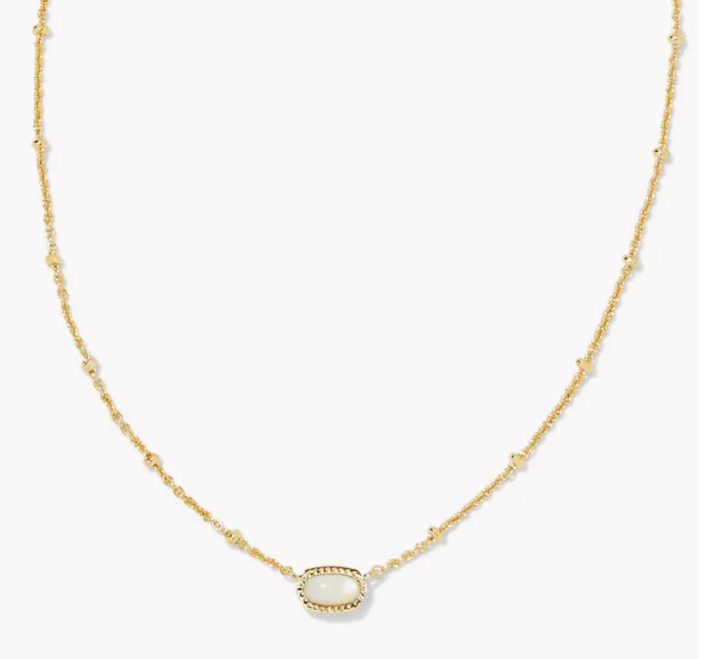 MINI ELISA SATELLITE SHORT PENDANT NECKLACE - MOTHER OF PEARL