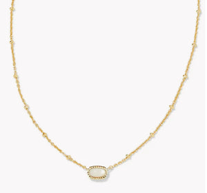 MINI ELISA SATELLITE SHORT PENDANT NECKLACE - MOTHER OF PEARL