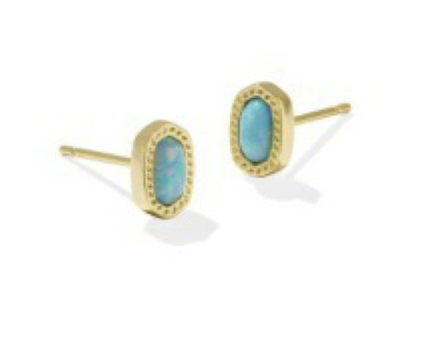 MINI ELLIE STUD EARRINGS - LIGHT TEAL KYOCERA OPAL