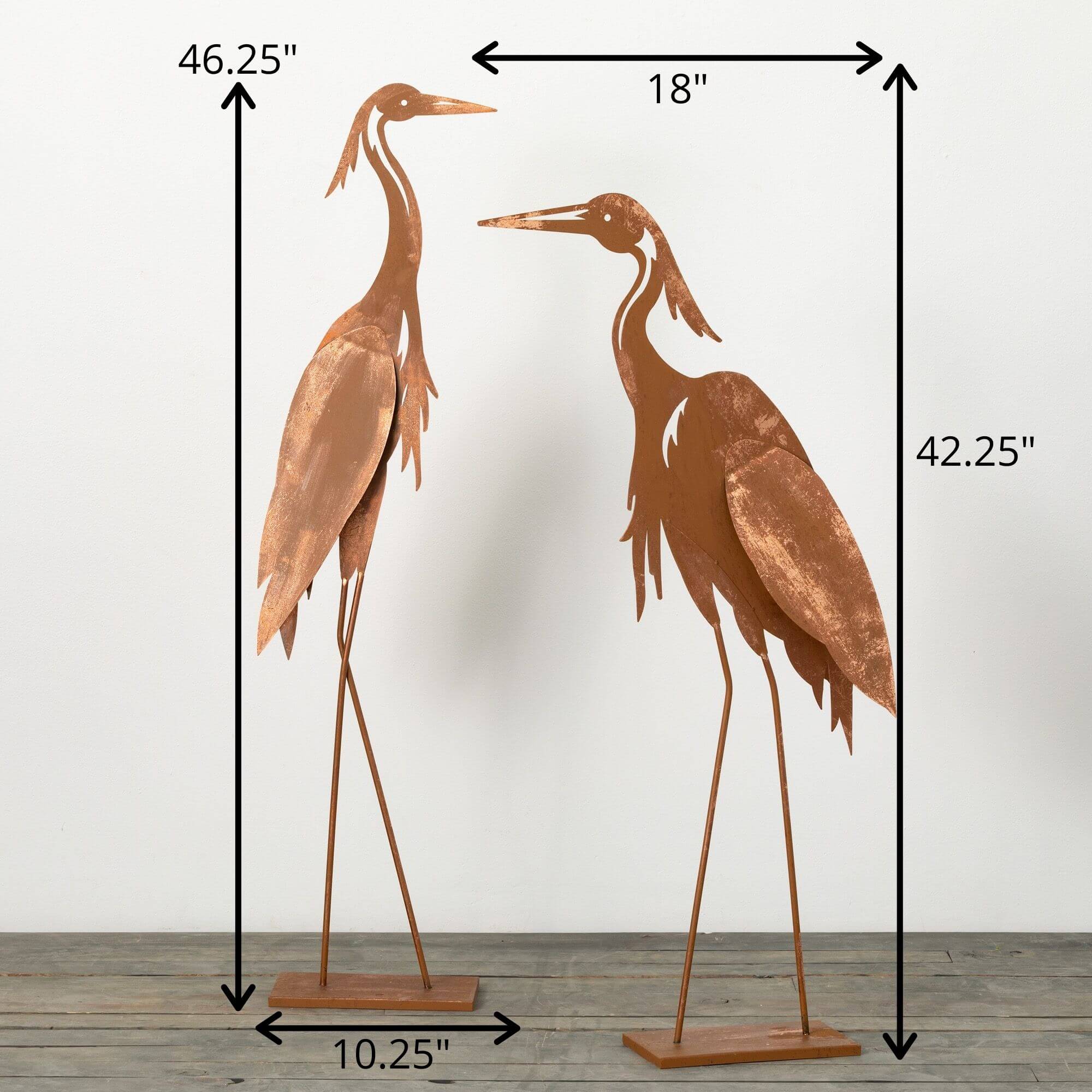COPPER CRANE GARDEN STATUES sold separately