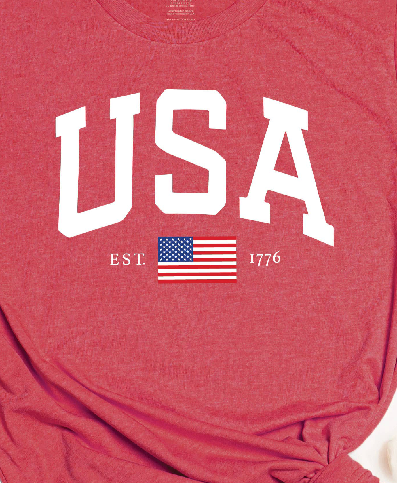 USA EST.1776 Graphic T-shirt: HEATHER RED