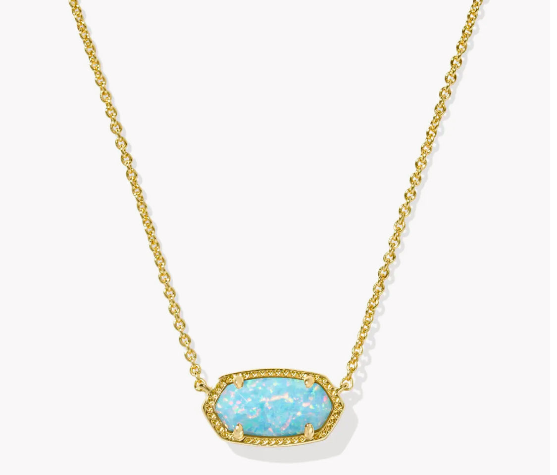 ELISA SHORT PENDANT NECKLACE - Light Teal Kyocera Opal