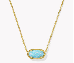 ELISA SHORT PENDANT NECKLACE - Light Teal Kyocera Opal