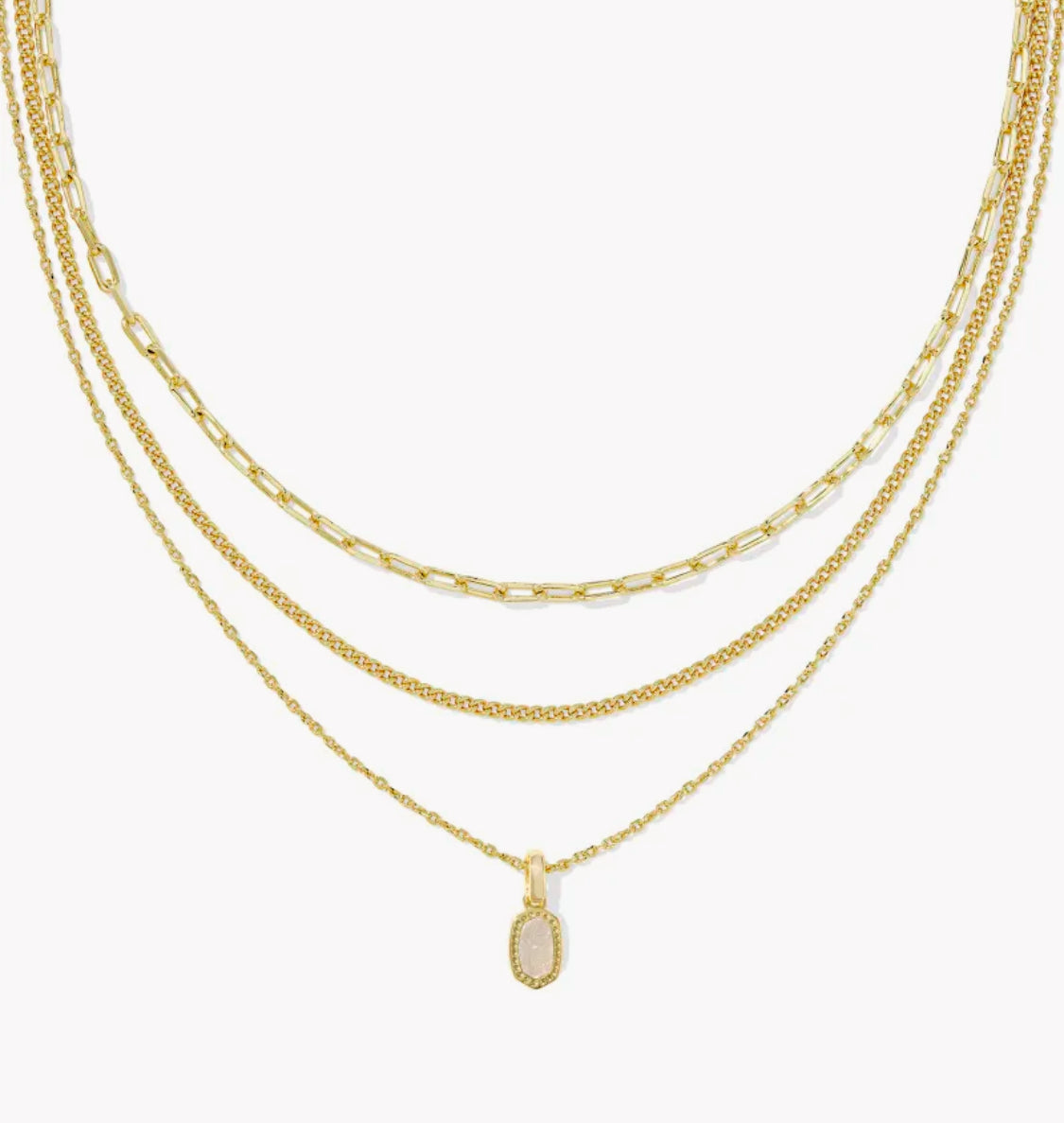 MINI ELISA TRIPLE STRAND NECKLACE  - IRIDESCENT DRUSY