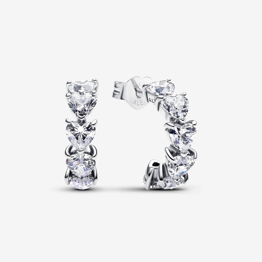Sparkling hearts open hoop earrings Pandora 293657C01