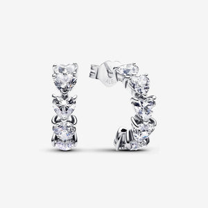 Sparkling hearts open hoop earrings Pandora 293657C01