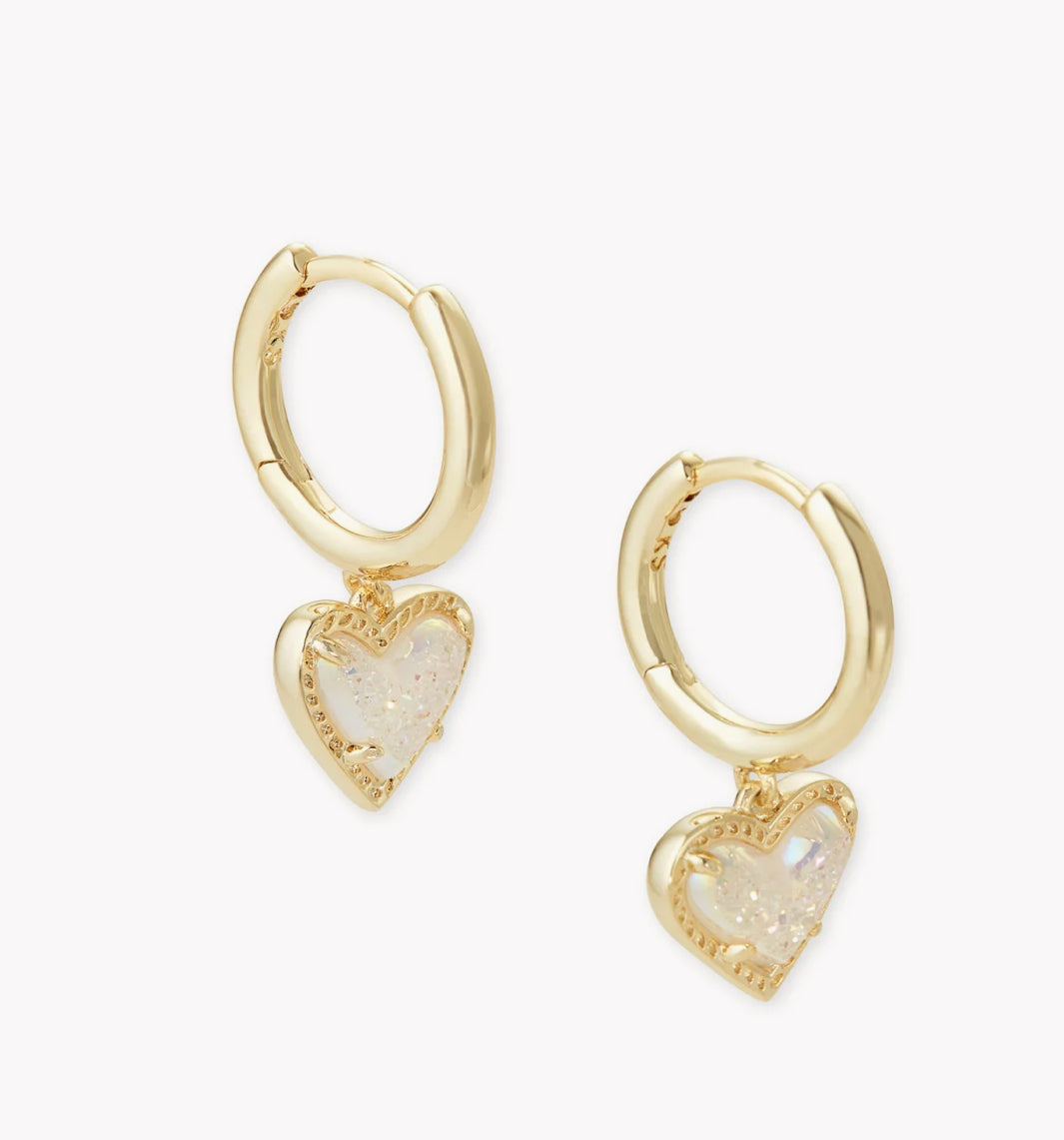 ARI HEART HIGGIE EARRINGS - IRIDESCENT DRUSY