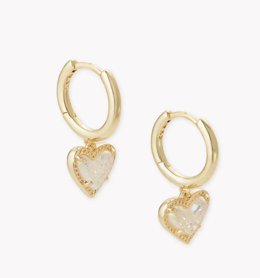 ARI HEART HIGGIE EARRINGS - IRIDESCENT DRUSY