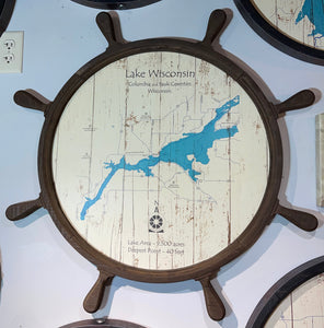 Lake Wisconsin- Ships Wheel Style Lake Art-23” Round