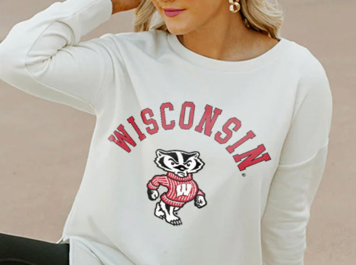 Wisconsin Badgers Side Split Ivory Sweatshirt